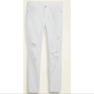Distressed Rockstar Super Skinny White Ankle